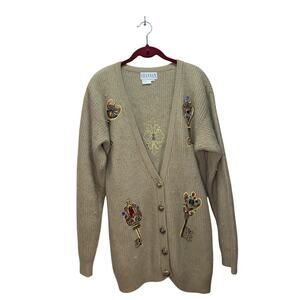 Vintage 80s 90s Angora Blend Cardigan Small Susann D Hong Kong Novelty Cardigan